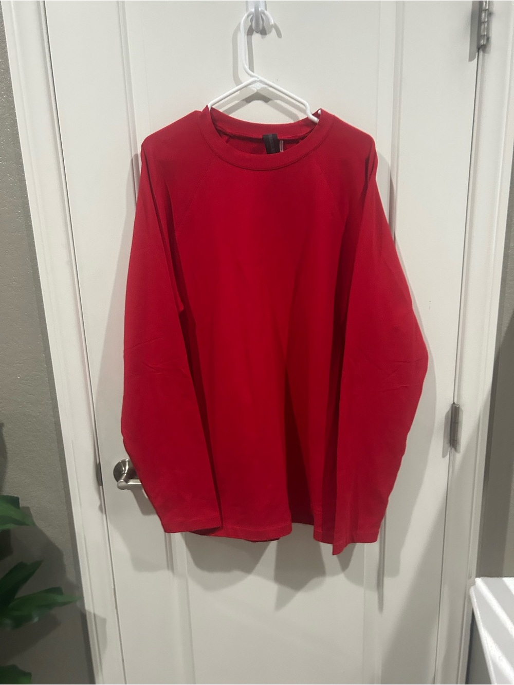 Norma Kamali Red Long-Sleeve Crewneck Sweatshirt Dress